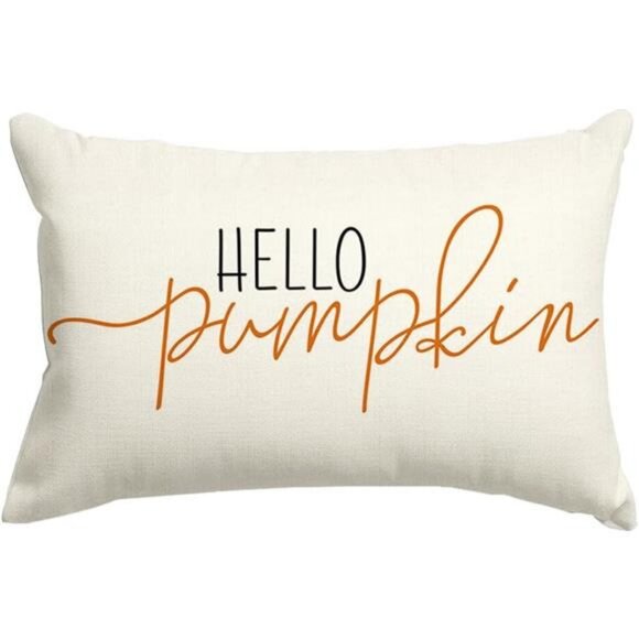 Fall Pillow Covers 12x20 Inch,Autumn Hello Pumpkin Pillows Decorative - Picture 1 of 7